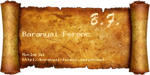 Baranyai Ferenc névjegykártya